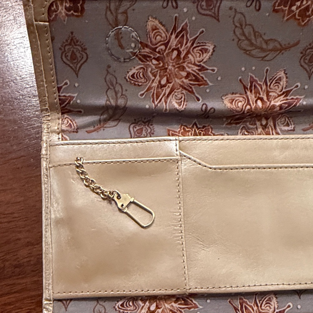 HOBO Gold Metallic Trifold Clutch/Wallet - Picture 12 of 17